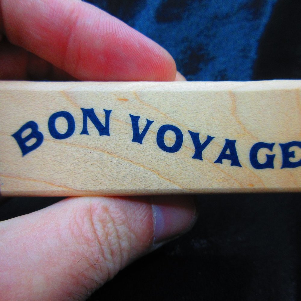 Bon Voyage Wood Mounted Stamp 1" x 3"